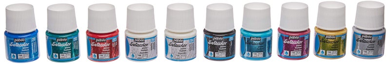 بيبيو مجموعة ألوان طلاء الأقمشة اللامعة من بيبيو سيتاكولور، مجموعة من 10 ألوان متنوعة سعة 45 مل - Image 1